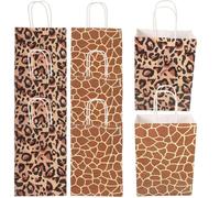 GETAJGHSD 10pcs Foldable Kraft Paper Bags with Handles, Portable Printed Pattern Paper Bags for Jewelry Packaging and Wrapping, for Shopping and Holiday Use