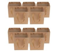 GETAJGHSD 10pcs Square Paper Bags with Handles for Flowers and Bonsai, Spacious Capacity Kraft Paper Bags, Minimalist Style for Retail Use and Parties, 25x25x25cm, Promote Sustainability