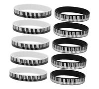 GETAJGHSD 12 Pcs Piano Key Silicone Wristbands Motivational Music Festival Bracelets for Pianists Musicians Dancers Unique Black White Design Party Favors for Concerts Events