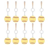 GETAJGHSD 12 Sets Acrylic Baseball Keychain Party Favors with Mini Wooden Bat, Good Texture and Versatile Use for Sports Theme Party Decorations