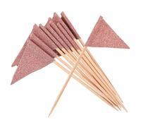 GETAJGHSD 12pcs Rose Gold Triangle Flag Picks for Cake Cupcake Decoration Decorative Fruit Toothpicks for Birthday Parties Weddings Stylish and Stable Party Fruit Sticks