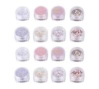 GETAJGHSD 16pcs Holographic Nail Sequins Assorted Colours, Easy Application Pet Glitter Flakes for Festival Face Glitter and Weddings, Professional Nail Art Accessories