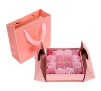 GETAJGHSD 16pcs Pink Soap Rose Flower Box for Mothers Day Valentine’s Birthday, Scented Artificial Soap Flowers Home Decoration Heart-shaped Set