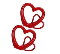 GETAJGHSD 2 Pack Red Ceramic Heart Sculpture for Home Decor and Dresser Decor, Romantic Valentine’s Day Wedding Centerpieces, Glossy Heart-shaped Figurines with Aesthetic Art Design