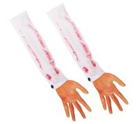 GETAJGHSD 2 Pcs Artificial Bloody Arm Hands Realistic Rubber and Fabric Props for Halloween Parties Performances Scary Cosplay Decoration