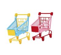 GETAJGHSD 2 Pcs Mini PVC Shopping Cart Set for Simulation Trolley for Role Play and Storage Encourages Creativity Fine Motor Skills and Imaginative Play Random Color Random Color