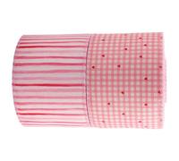 GETAJGHSD 2 Rolls Pink Linen Fabric Ribbons with Wire Edge, Checkered and Heart Patterns, Versatile Size 5 Yards Each, for Floral Arrangements and Cake Wrapping Decorations