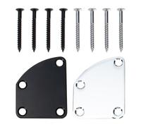 GETAJGHSD 2 Sets Electric Guitar Neck Plates Stainless Steel Replacement Mounting Plates for Bass and Acoustic Guitars with Neck Joint Protection in Silver and Black