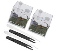 GETAJGHSD 2 Sets Jumping Spider Enclosure Box Acrylic Reptile Feeding Case with Tools for Small Insects and Reptiles Transparent Habitat Terrarium for Tarantulas Geckos Snails Crickets