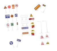 GETAJGHSD 28pcs Traffic Sign Set Plastic Road Signs for Educational Street Signal Models Smooth Surface Safety Playset for Imaginative Learning and Sharing