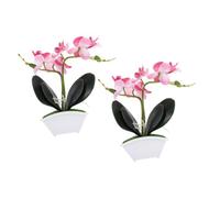 GETAJGHSD 2pcs Artificial Phalaenopsis Flower Bonsai Lifelike Simulated Potted Plants for Home Decor Elegant Bookshelf Decoration Easy Maintenance Faux Flowers for Indoor Use