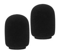 GETAJGHSD 2pcs Black Sponge Microphone Foam Cover with Breath Noise Reduction and Quick Installation, Washable Mic Windshield for Music Production on Stage Use