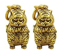 GETAJGHSD 2pcs Copper Hanging Tiger Keychain Pendants Chinese-style Creative Design Lightweight Key Rings Decoration with Stylish Golden Tiger Shape for Everyday Use