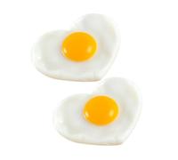 GETAJGHSD 2Pcs Fake Fried Egg Model Realistic Heart Shaped Display Props for Kitchen Decor Photography and Teaching Tools Lifelike Food Models for Supermarket and Movie Use