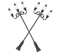 GETAJGHSD 2pcs Miniature Courtyard Lamps Head Street Lights for Sand Table Decor Compact Micro Landscape Road Lamp Black Color for Model Railway and Mini House Scenery