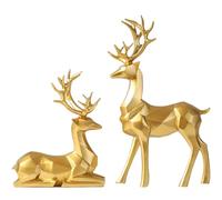 GETAJGHSD 2pcs Resin Reindeer Decor in Creative Deer Shape, Golden Decorative Objects for Bedroom and Dining Room, Refreshing Interior Space with Artistic Atmosphere and Personality