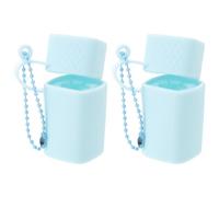 GETAJGHSD 2pcs Silicone Lipstick Holder Keychain with Chain for Travel and Makeup on The Go, Portable Lip Balm Sleeve with Convenient Opening, Heartshaped Cutout Design in Blue