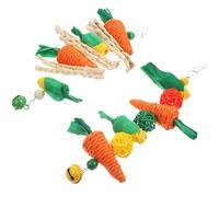 GETAJGHSD 2pcs Small Animal Chew for Hamster and Rabbit Teeth Care, Hanging Carrot and Corn Rope Molar Bell, Suitable for Guinea Pigs and Bunny Rabbits Cage Enrichment Random Color