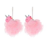 GETAJGHSD 2Pcs Unicorn Bath Mesh Shower Ball Pouf Bath Scrubber for Pink PE Net Suitable for Boys and