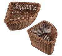GETAJGHSD 2pcs Woven Triangle Plastic Storage Baskets with Enhanced Weight Capacity and Stackable Design, Fanshaped Corner Organizer for Wardrobe and Tabletop Use