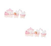 GETAJGHSD 2sets Pink Bunny Train Cake Decoration Supply for Home Birthday Lovely Doll Decor for Cakes Indoor Spaces Stylish Ornament for Events 3pcs*2
