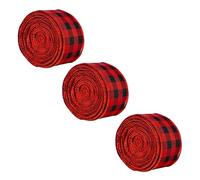 GETAJGHSD 3 Rolls Red Black Checkered Packing Ribbon for Christmas Wrapping Boxes and Cakes, High Density Polyester Material, Not Easy to Fade, for Holiday Party Decorations