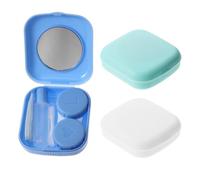 GETAJGHSD 3 Sets Travel Contact Lens Cases Compact Pp Lens Storage Boxes with Mirror and Tweezers for Outdoors and Travel Random Color