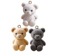 GETAJGHSD 3pcs Assorted Color Bear Charms for Necklaces and Bracelets, Portable and No Fading Plastic Flocking Pendants for DIY Earrings and Jewelry Making Crafts