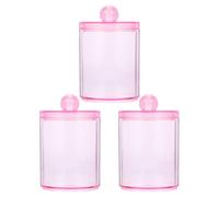 GETAJGHSD 3pcs Bathroom Storage Containers with Lid, Multi-functional Ps Plastic Swab Jars for Makeup Pads and Floss Picks, Shatter-resistant Vanity Organizer for Bathroom Countertop