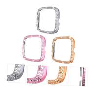 GETAJGHSD 3pcs Bling Crystal Diamond Frame Watch Protection Case Compatible with Fitbit Shell Cover Stylish Smartwatch Accessory Random Color