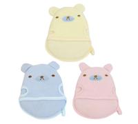 GETAJGHSD 3pcs Cartoon Animal Bathing Gloves Set, Portable Exfoliating Foam Mitts, Soft Body Scrubbing Washcloths in Yellow, Blue, and Pink for Bath Care