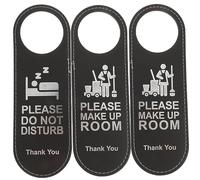 GETAJGHSD 3Pcs Hotel Door Hanging Tags Creative Double Sided Signs for Do Not Disturb Please Clean Stylish Black Door Tags for Hotel Club Use Easy to Read