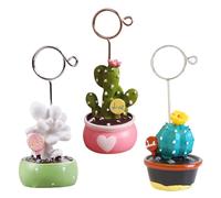 GETAJGHSD 3pcs Photos Clip Note Holders Mini Cactus Shaped Resin Metal Table Menu Holder Decoration for Shower and Restaurants Random Style
