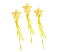 GETAJGHSD 3Pcs Star Shaped Fairy Wands with Glitter Design Safe Fun Fairy Sticks for Birthday Parties Halloween and Cosplay Events Vibrant Ribbon Decor for Moments