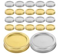 GETAJGHSD 48pcs 70mm Regular Mouth Mason Jar Lids and Rings Set, Metal Storage Caps for Canning Jars, Silver and Gold Split-type Sealing Covers for Home Kitchen Preservation