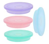 GETAJGHSD 4Pcs 16/20Oz Mason Jar Straw Lids with Hole, Universal Leakproof Glass Jar Drinking Lids, Colorful Sealed Covers for Mason Glass Cups in Pink Blue Green Purple