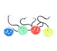 GETAJGHSD 4pcs Bearded Dragon Bell Balls Reptile Cage with Suction Cups and Rope, Interactive Plastic Lizard for Pet Enrichment, Set (blue, Red, Green, Yellow)