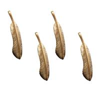 GETAJGHSD 4pcs Brass Plume Shaped Keychain Pendants with Fine Workmanship and Antique Style, Decorative and Creative Key Chain Decor for DIY Making and Desktop Decor in Golden Colour