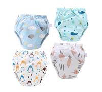 GETAJGHSD 4pcs Cotton Reusable Diaper Training Pants Washable Diapers Cute Cartoon Designs Underwater World Penguin Comfortable Breathable Easy to Clean