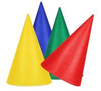 GETAJGHSD 4pcs Felt Cone Halloween Hats Christmas Party Gnome Costume Caps Birthday Party Hat Set in Red Yellow Green Blue for Festive Decorations