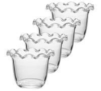 GETAJGHSD 4pcs Glass Bowls Floral Edge Deep Lightweight Flower Shape 500ml Capacity Serving Yogurt Bowl for Entertaining and Dining
