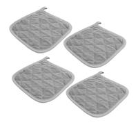 GETAJGHSD 4pcs Grey Heat-resistant Silver-coated Fabric Potholder Set with Loop Fabric, Square Insulated Pot Holders for Kitchen Cooking, Baking, Dining and Camping