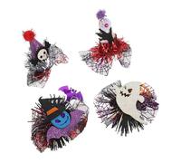 GETAJGHSD 4pcs Halloween Pet Hair Accessories Set - Spider Web Mesh Claw Clips for Dogs and Cats - Day of the Dead Witch Bat Hair Clips - Spooky Party Decoration for Puppies and Kittens