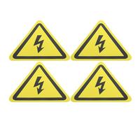 GETAJGHSD 4pcs High Voltage Electric Shock Hazard Warning Triangle Stickers 12cm Yellow Electrical Safety Warning Labels for Electrical Boxes, Fences, and Industrial Use