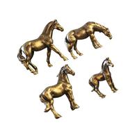 GETAJGHSD 4pcs Miniature Brass Horse Statues Set - Small Decorative Zodiac Animal Figurines for Desk, Feng Shui Success and Money Luck - Vintage Office and Home Tabletop Sculptures for 2026