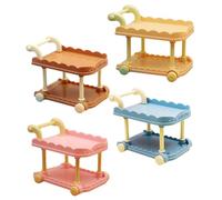 GETAJGHSD 4pcs Miniature Dinning Cart Realistic Food Cart Model Decor Safe Mini House Accessories for DIY Dollhouse and Crafts Cute Ornaments Blue Brown Pink and Flesh Tones