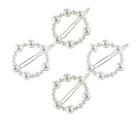 GETAJGHSD 4pcs Pearl Hair Accessories Circle Barrette round Shape Zinc Alloy and Abs Material Fashionable Sweet Design Suitable for Wedding Wearing and School for Women