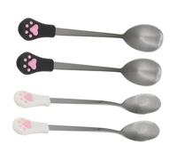 GETAJGHSD 4Pcs Pet Food Can Scoops Stainless Steel Dog Cat Spoon Set with Silicone Handle, Cat Claw Design, Suitable for Wet Food Feeding and Canned Pet Meals