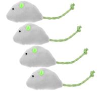 GETAJGHSD 4pcs Realistic Plush Mouse Cat with Green Tail, Indoor Simulation Mouse Teaser for Kitten Biting and Chasing, Interactive Pet for Cats and Small Dogs