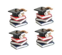 GETAJGHSD 4Pcs Resin Book Shape Cake Toppers Set for Graduation and Birthday Party Decorations Non-Edible Student Cake Ornaments for and Adornment